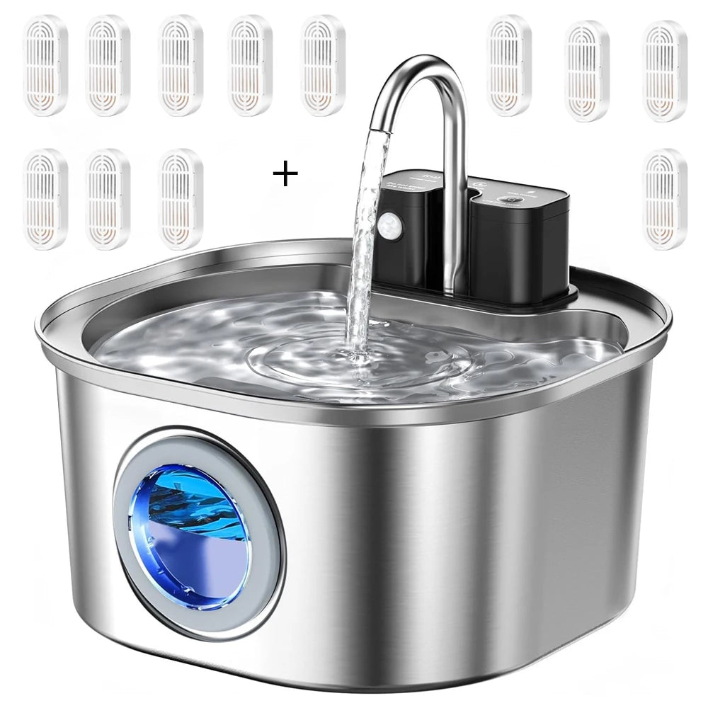Smart Stainless Steel Wireless 3L Pet Water Fountain