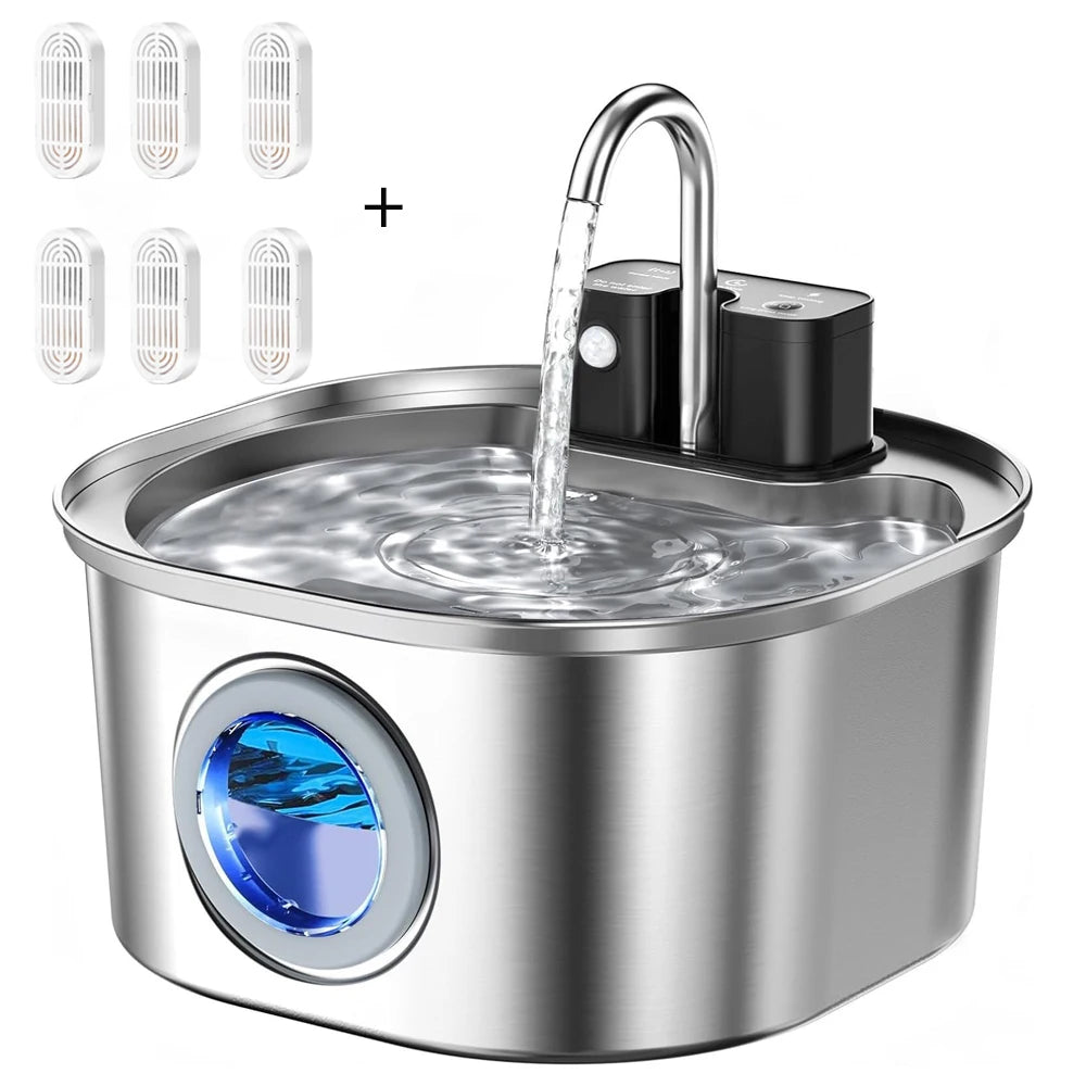 Smart Stainless Steel Wireless 3L Pet Water Fountain