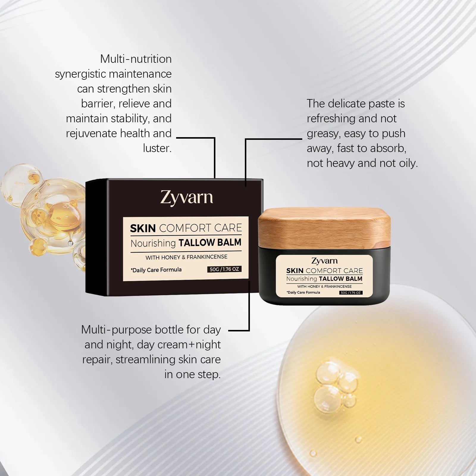 Beef Tallow Balm Nourishing Body Cream Deep Moisturizer Smoothen Skin Light Non-Sticky Formula Daily Body Skin Care