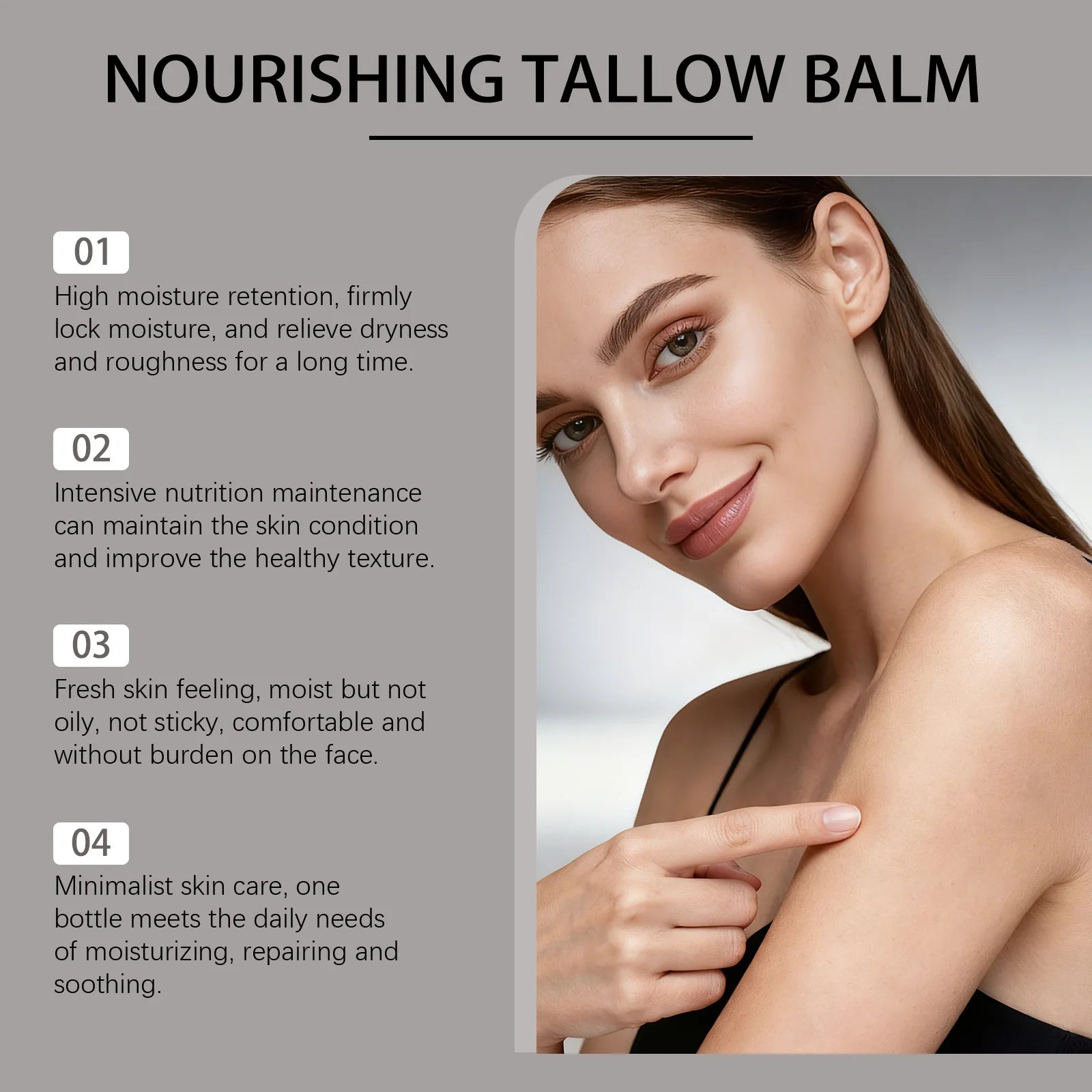 Beef Tallow Balm Nourishing Body Cream Deep Moisturizer Smoothen Skin Light Non-Sticky Formula Daily Body Skin Care